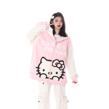 卡通可爱kitty猫羊羔绒开衫外套女2025新款冬季上衣卫衣欧货爆款