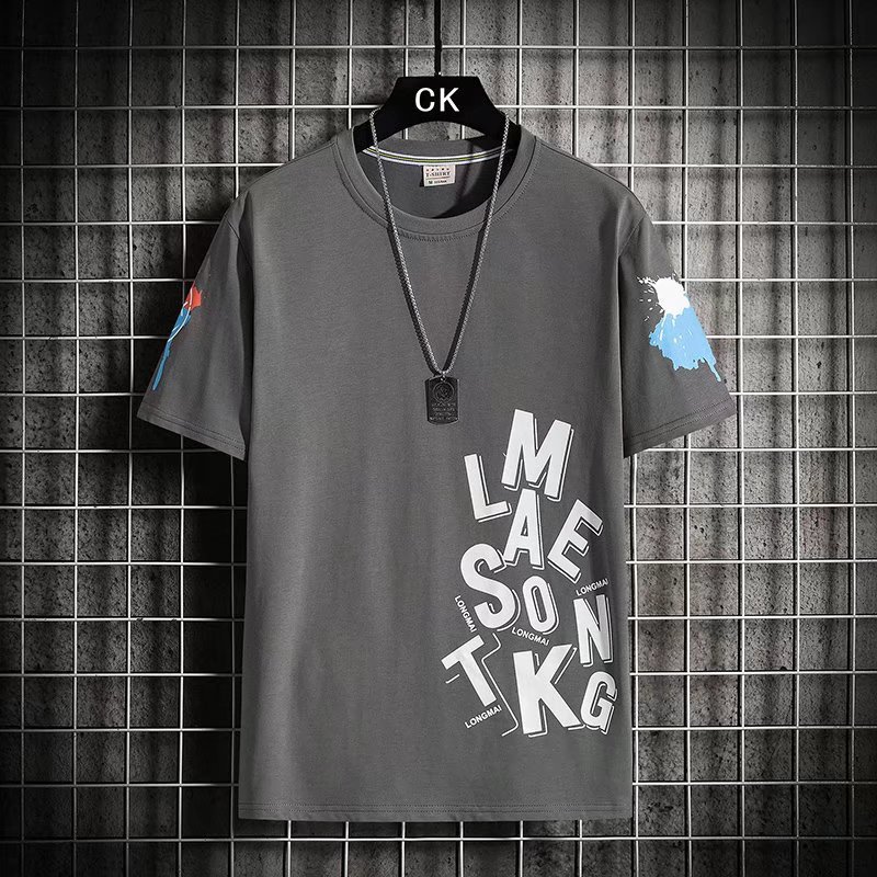 Youth Summer Letter Short-Sleeved T-shirt Men's Junior High School Students Older Children Half Sleeve T-shirt Handsome Summer Clothes Men's Clothing