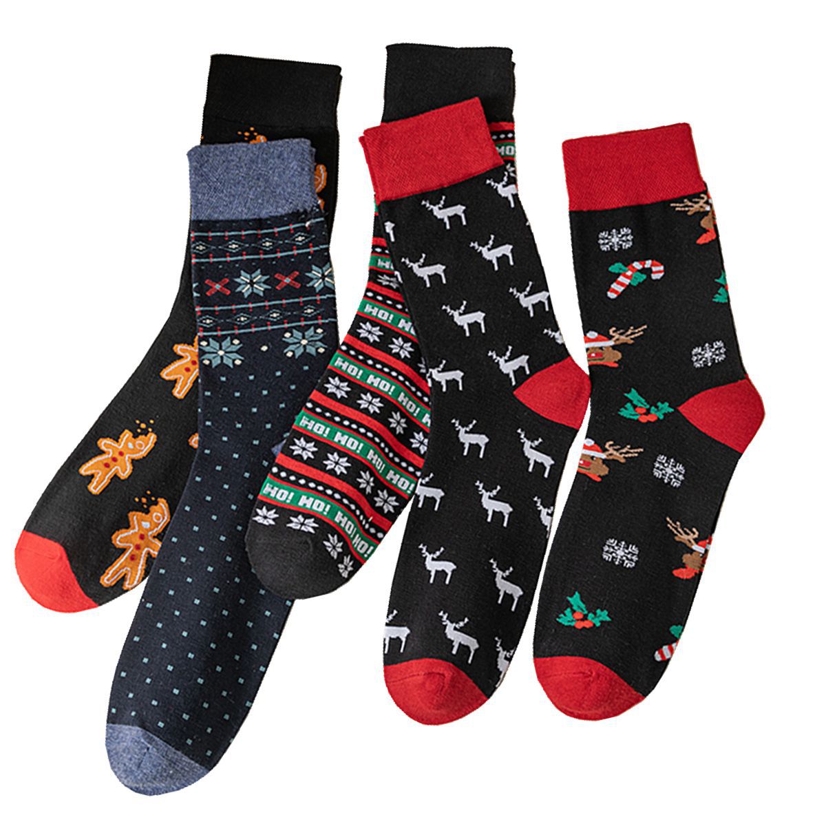 Socks Men's Autumn and Winter Mid-Calf Length Socks Combed Cotton Cartoon Pattern Gift Box Christmas Stockings Men's Socks New Year Gift