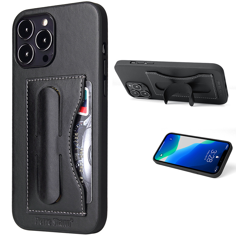 新款适用iphone15promax手机壳苹果8plus插卡支撑后盖三星s24皮套