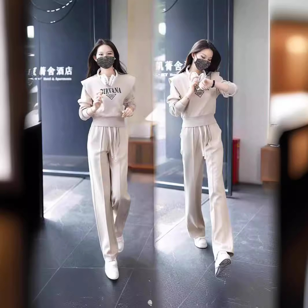 感休闲运动服套装女2024春季新款洋气减龄女士时尚卫衣两件套
