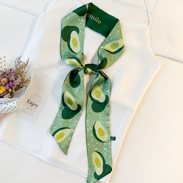 丝巾女水果小清新细窄长条飘带薄韩国春秋季百搭腰带领巾发带围巾