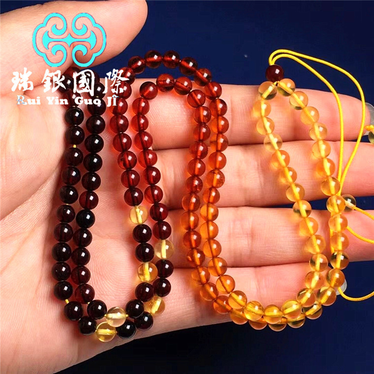 项链批发天然蜜蜡琥珀彩虹链金珀吊坠挂件链子配链女 颈链-阿里巴巴
