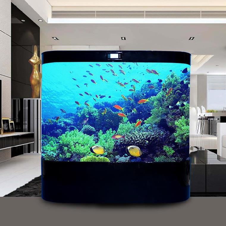 落地款鱼缸超白客厅海水全套背滤自循环桌面免换水族箱小型海鱼缸
