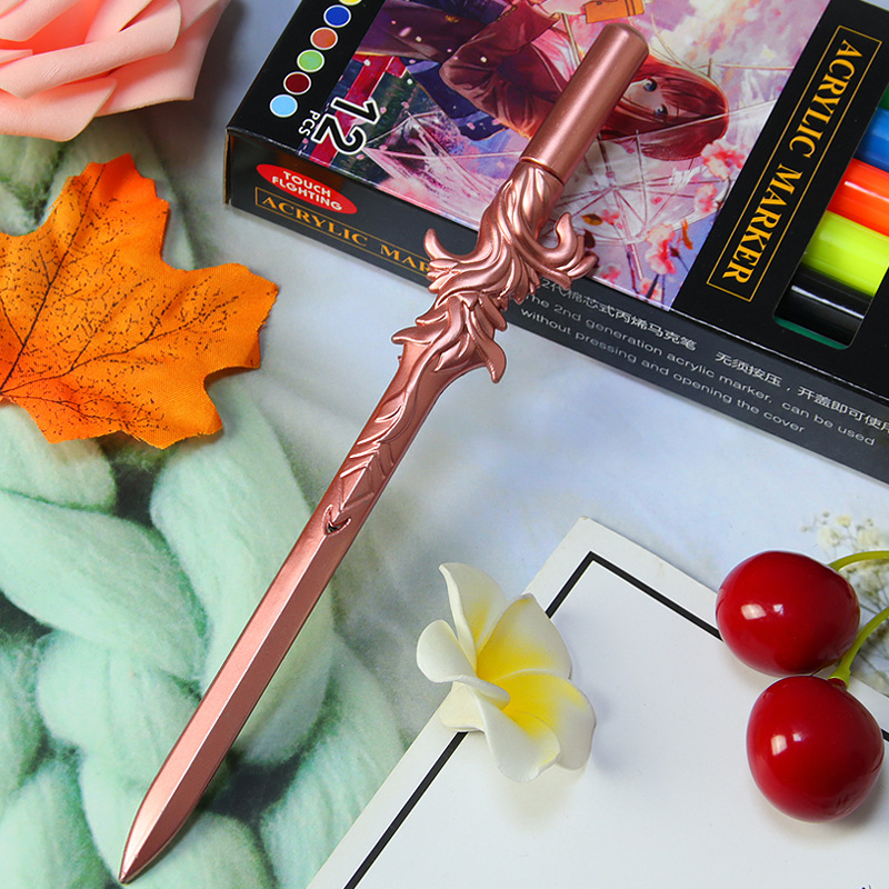 Creative the Male Phoenix Pursui Sword Pen Retro Weapon Gel Pen Student Prize Gift Writing Implement Water-Based Paint Pen Wholesale