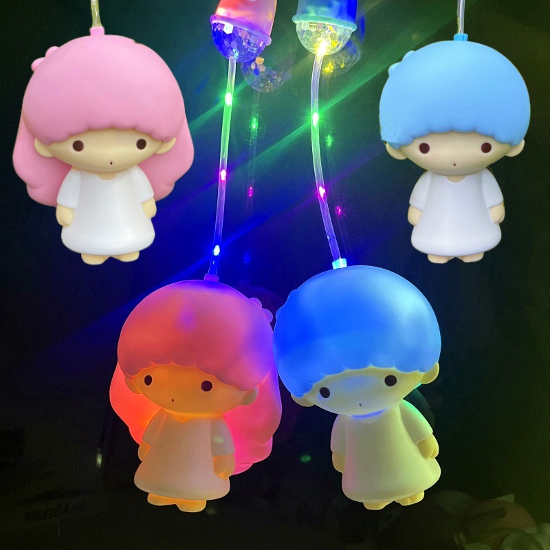 2024新年元宵春节男女孩手提搪胶kt猫公仔双子星天使发光音乐灯笼