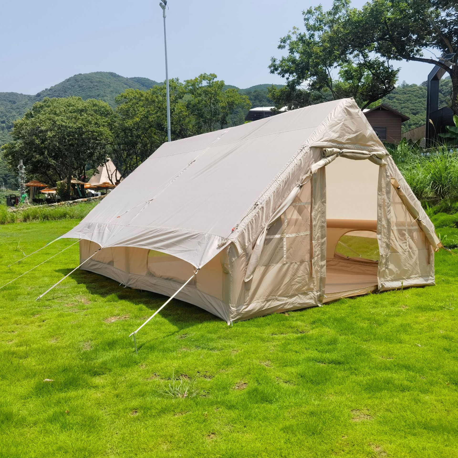 factory in stock wholesale 12 square meters super large space inflatable tent outdoor parent-child camping building-free integrated gas column