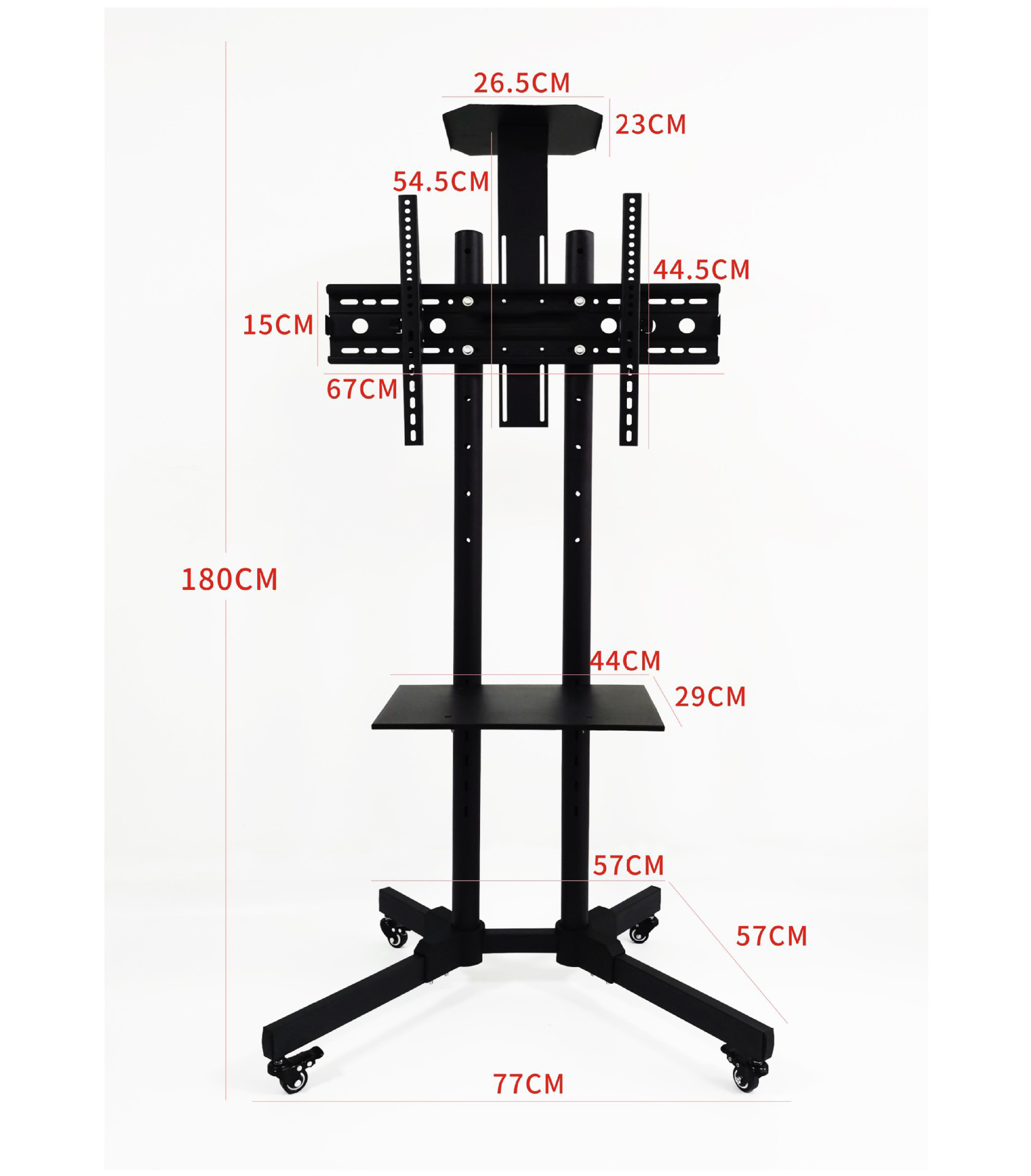 通用电视挂架32-65寸落地式移动电视推车壁挂 可调节升降电视支架