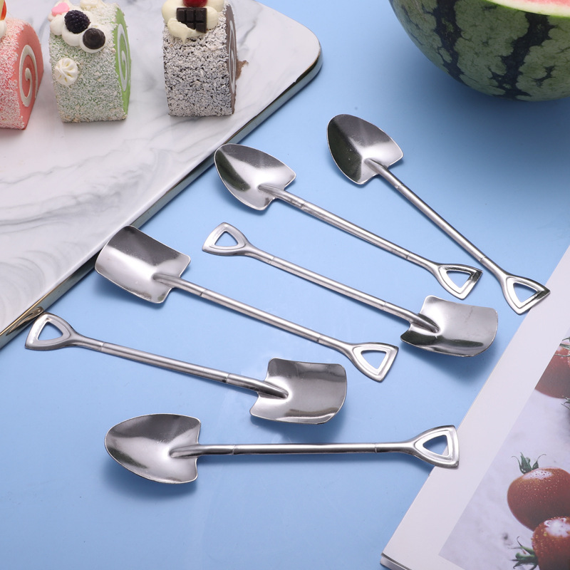 Stainless Steel Spoon Wholesale Thickened Trending Creative Dessert Spoon Shovel Spoon Long Handle Coffee Stir Spoon Watermelon Ladel