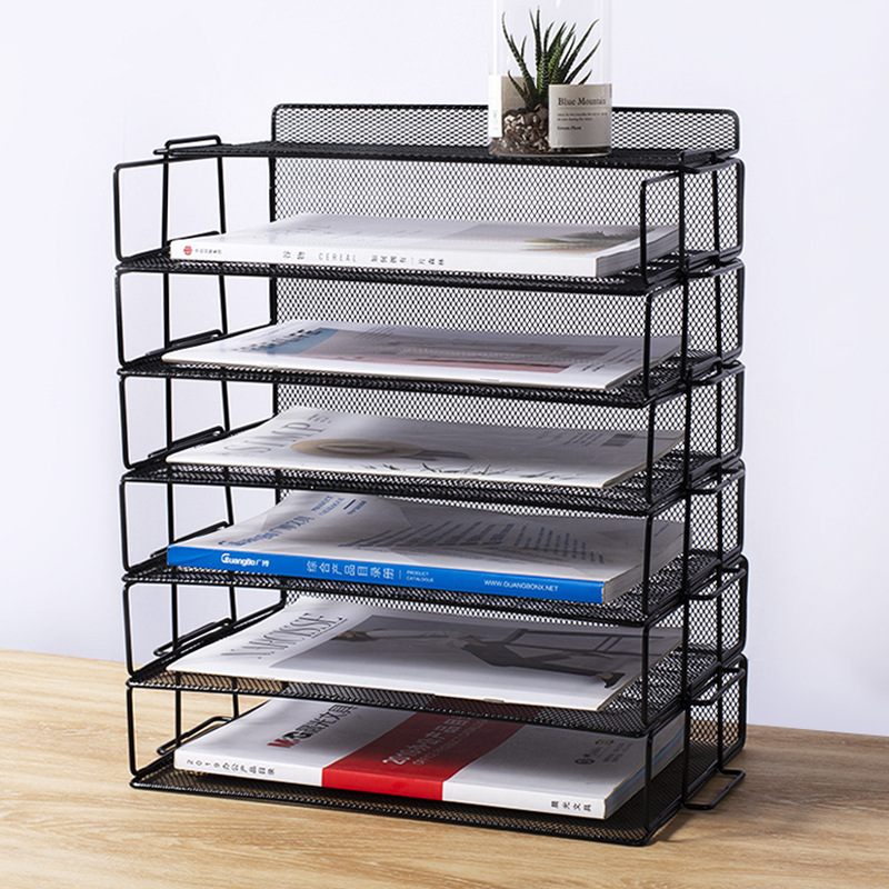 Metal Vertical Desktop File Shelf Storage Rack Storage Integrated Iron Frame Tray Storage Box File Management Rack...