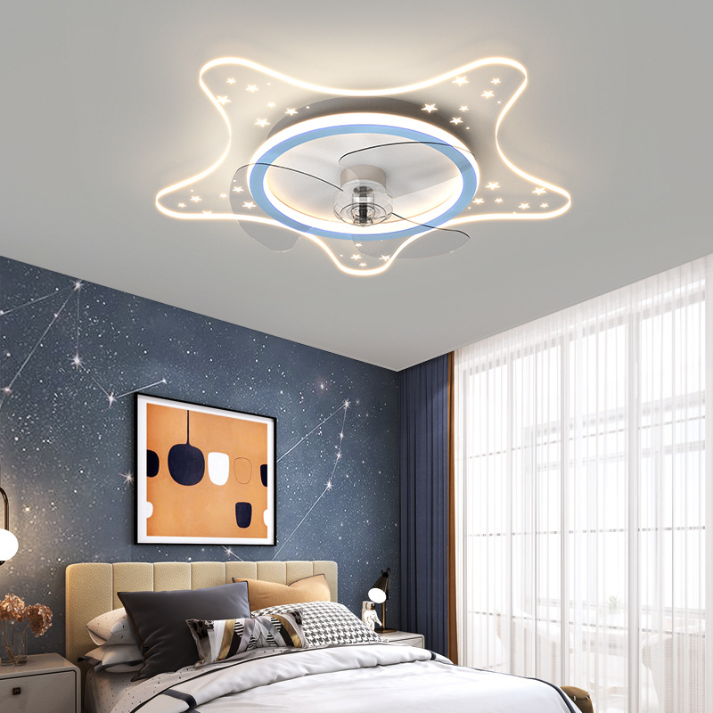 Nordic Children's Room with Fan Ceiling Lamp Modern Restaurant Lamps 2023 New Simple Bedroom Fan Lamp