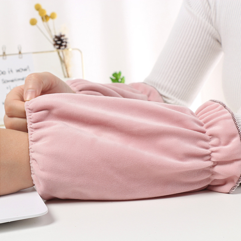 秋冬家用毛女生护袖套袖学生防污袖头袖筒纯色绒布简约护短款袖套