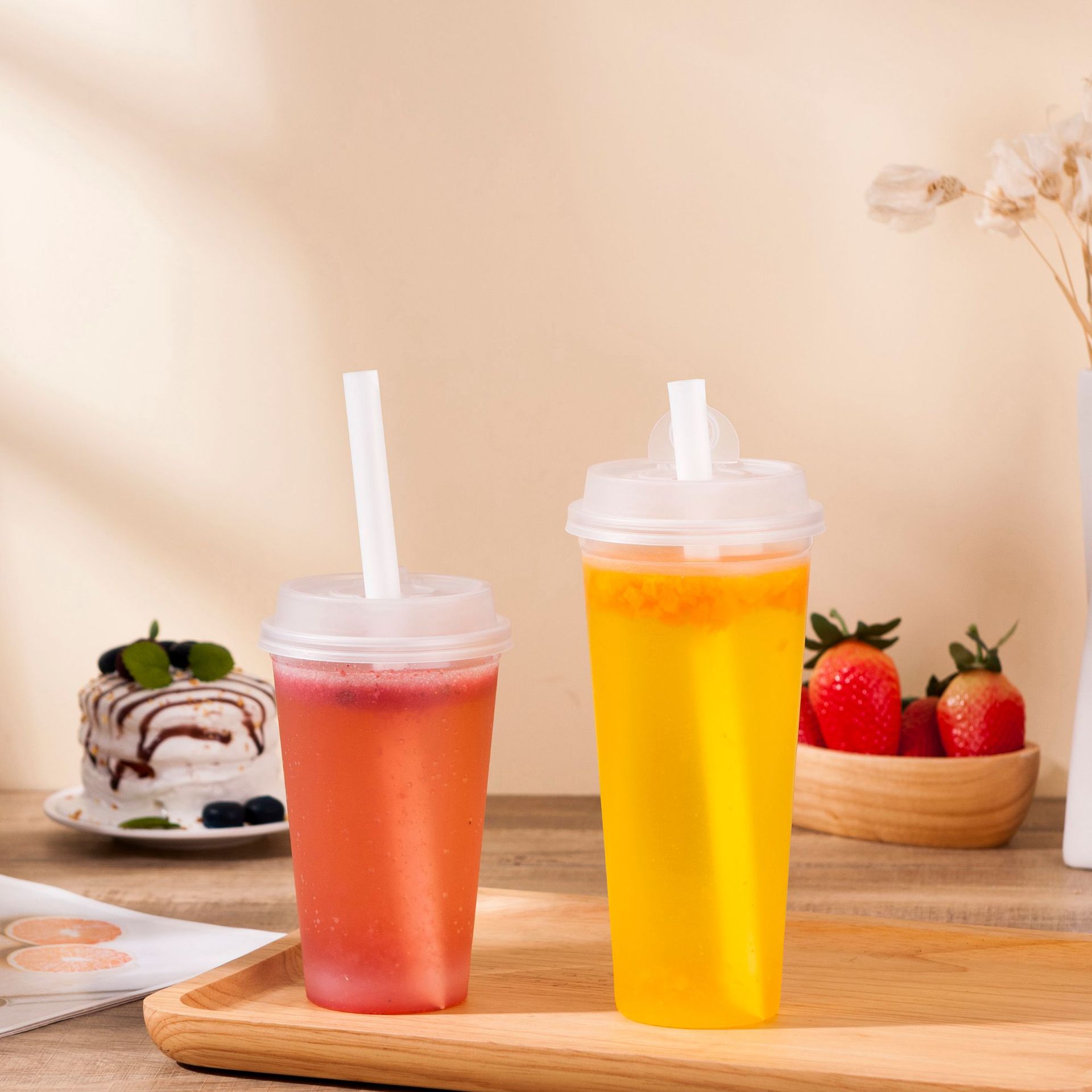 旺盟pla吸管 7-12mm可降解平口斜口塑料吸管透明奶茶果汁饮料吸管