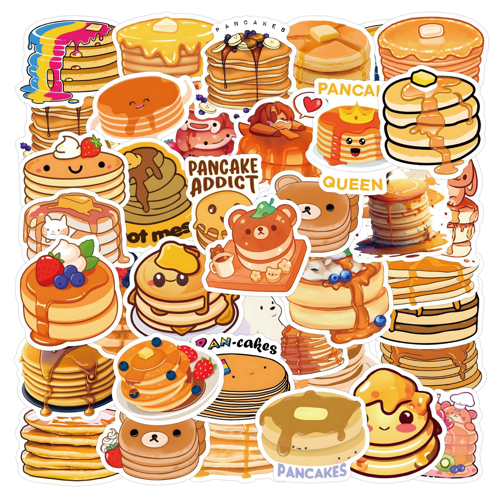 60张新款pancake煎饼果子卡通涂鸦贴纸行李箱笔记本水杯贴纸批发
