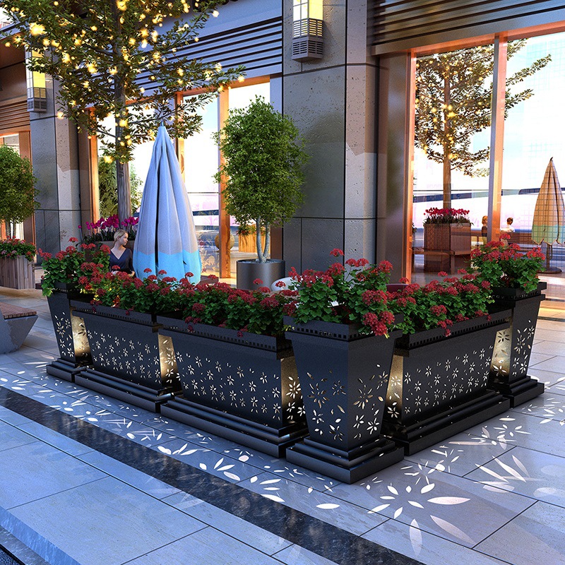 太阳能夜光灯售楼部户外花箱组合奶茶店花槽广场酒店室外花坛花池