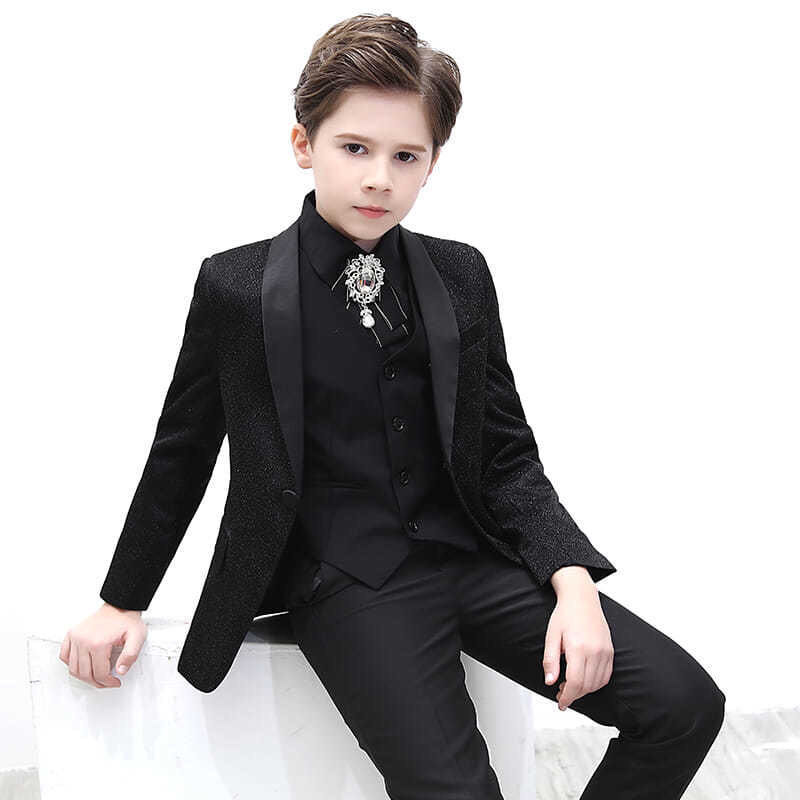 儿童西装套装帅气花童婚礼男童礼服三件套主持人演出服走秀春秋装