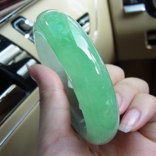 冰种翡翠玉石玉器淡绿阳绿手镯缅甸翡翠手镯新款女天然