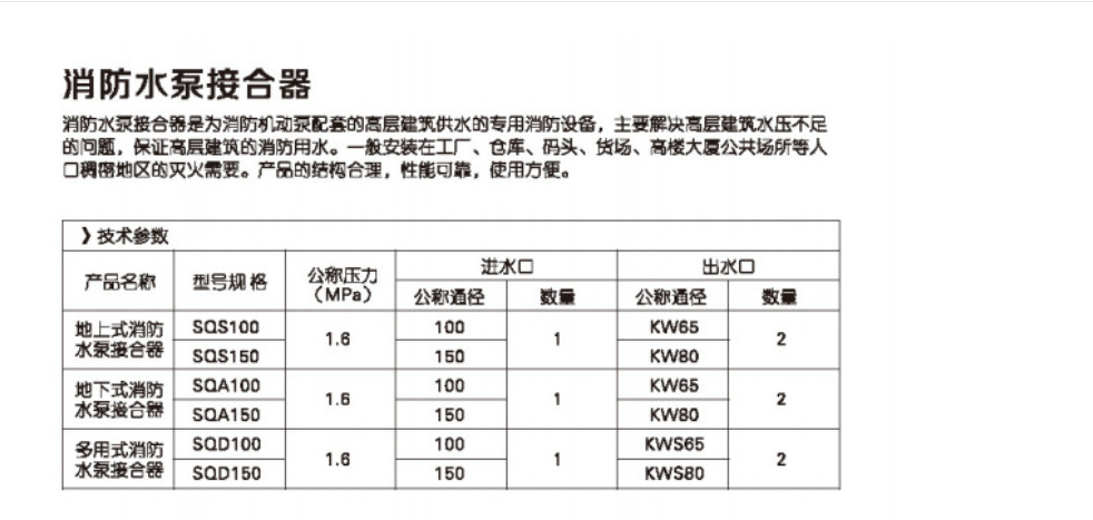 室外地下式消防水泵接合器 阀部件sqx150-a型 消防用水泵结合器