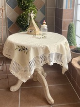 美式北欧 橄榄枝刺绣桌布 花园盖布防尘布茶几布阳台布艺复古怀旧