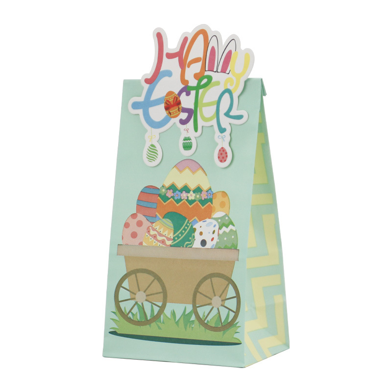 Easter New Oil-Proof Wrapping Paper Bag Disposable Square Bottom Food Packaging Paper Bag Catering West Point Grocery Bag Wholesale