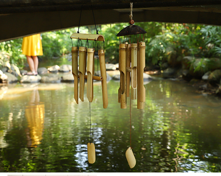 竹制中式风铃挂饰创意手工竹筒酒店装饰空中吊饰夏季复古生日礼物