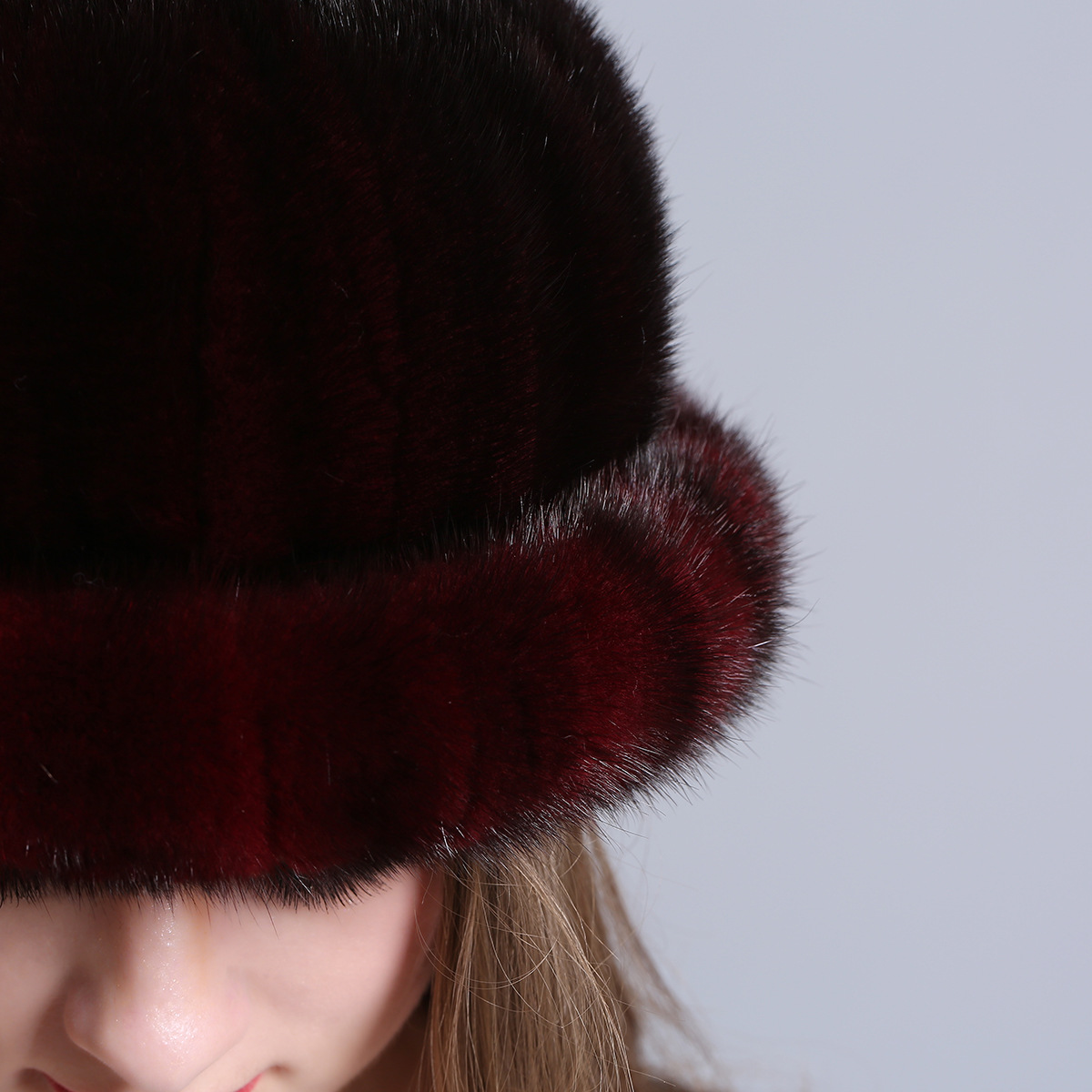 外贸跨境冬季水貂毛皮草盆帽裘皮帽子狐狸毛帽子优雅淑女公主帽潮