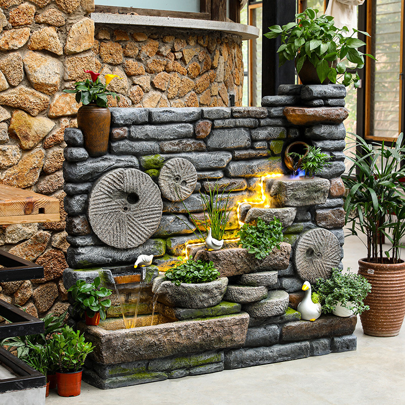 定制大型户外庭院阳台鱼池循环流水造景客栈酒店装修