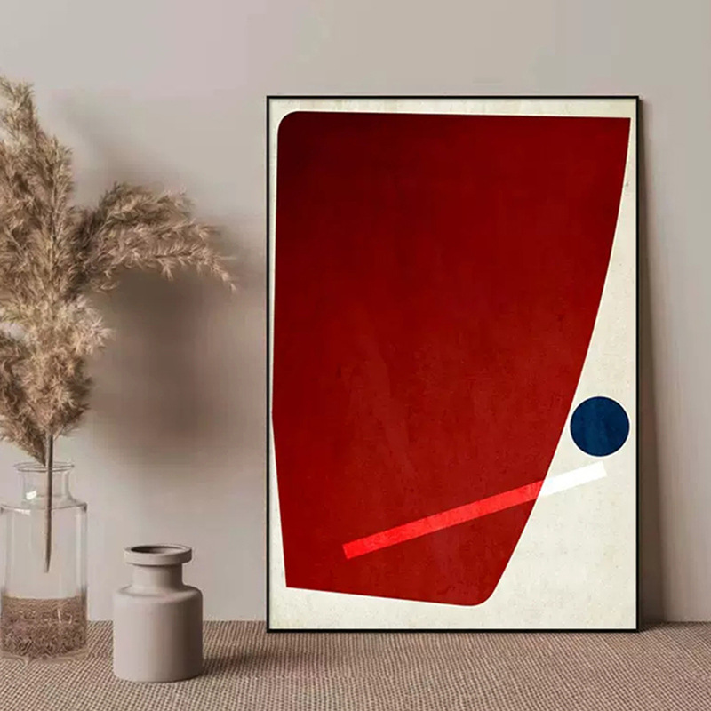 红色抽象装饰画客厅落地画卧室书房背景墙小众艺术侘寂风玄关挂画