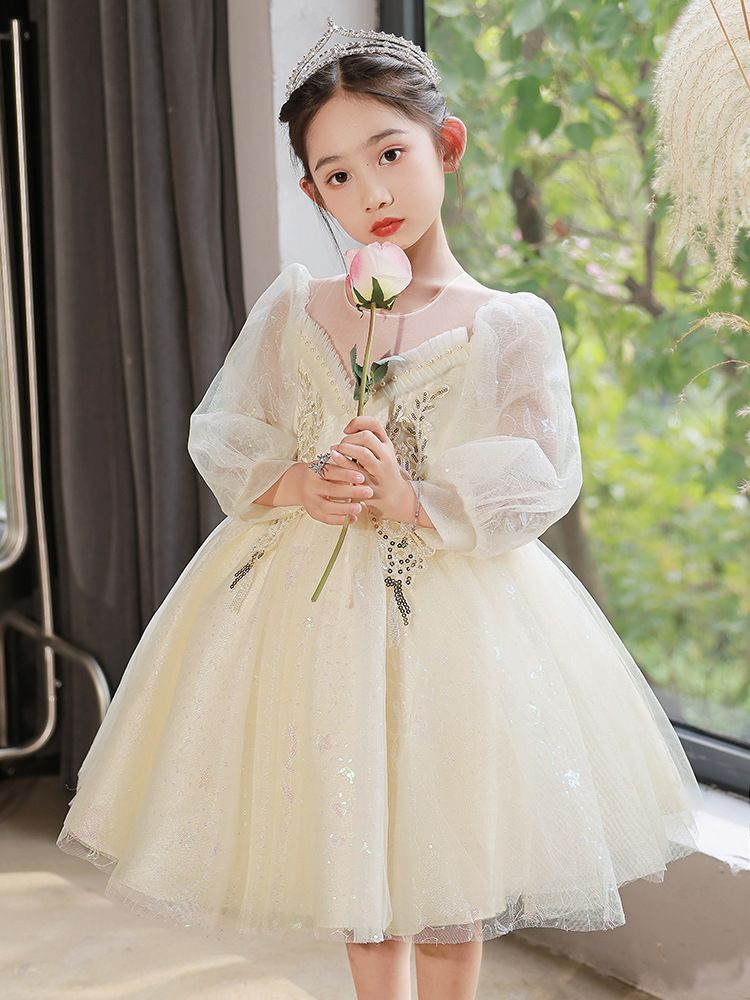 女童礼服花童婚礼小女孩婚纱钢琴演奏演出服儿童高端主持人公主裙