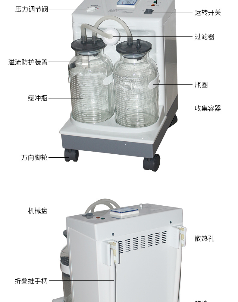 鱼跃电动吸引器7a-23d吸痰器吸痰管家用老人顺丰吸痰机负压吸引器