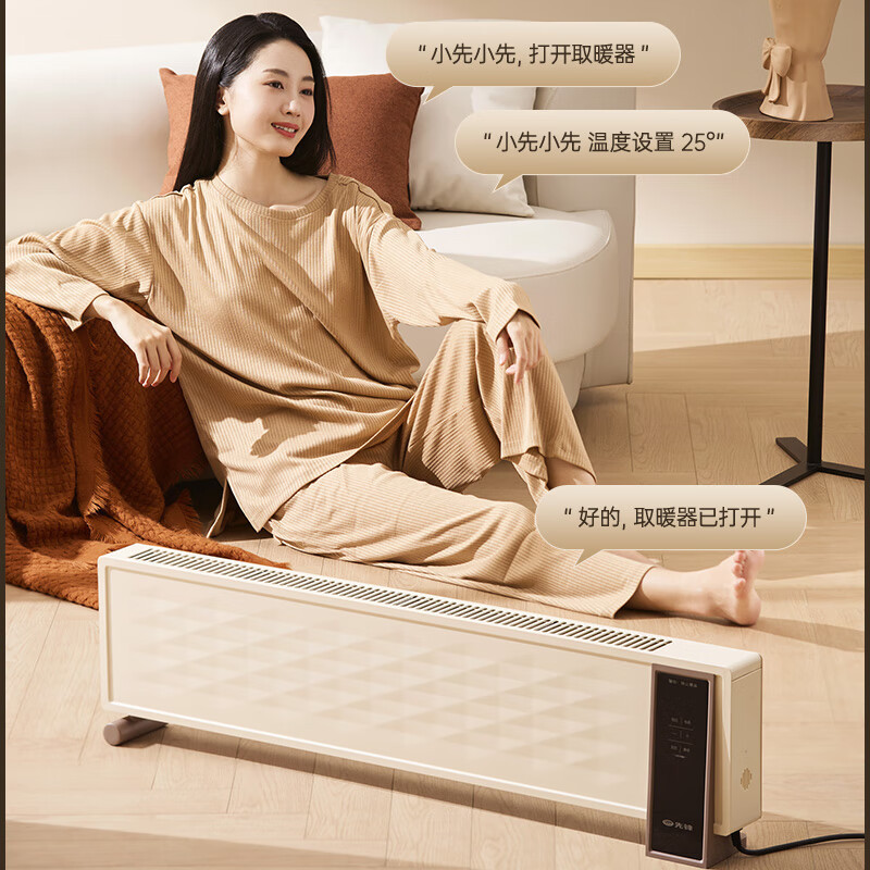 先锋超薄系列石墨烯取暖器家用电暖器暖风智能语音暖气片dtj-yy1r