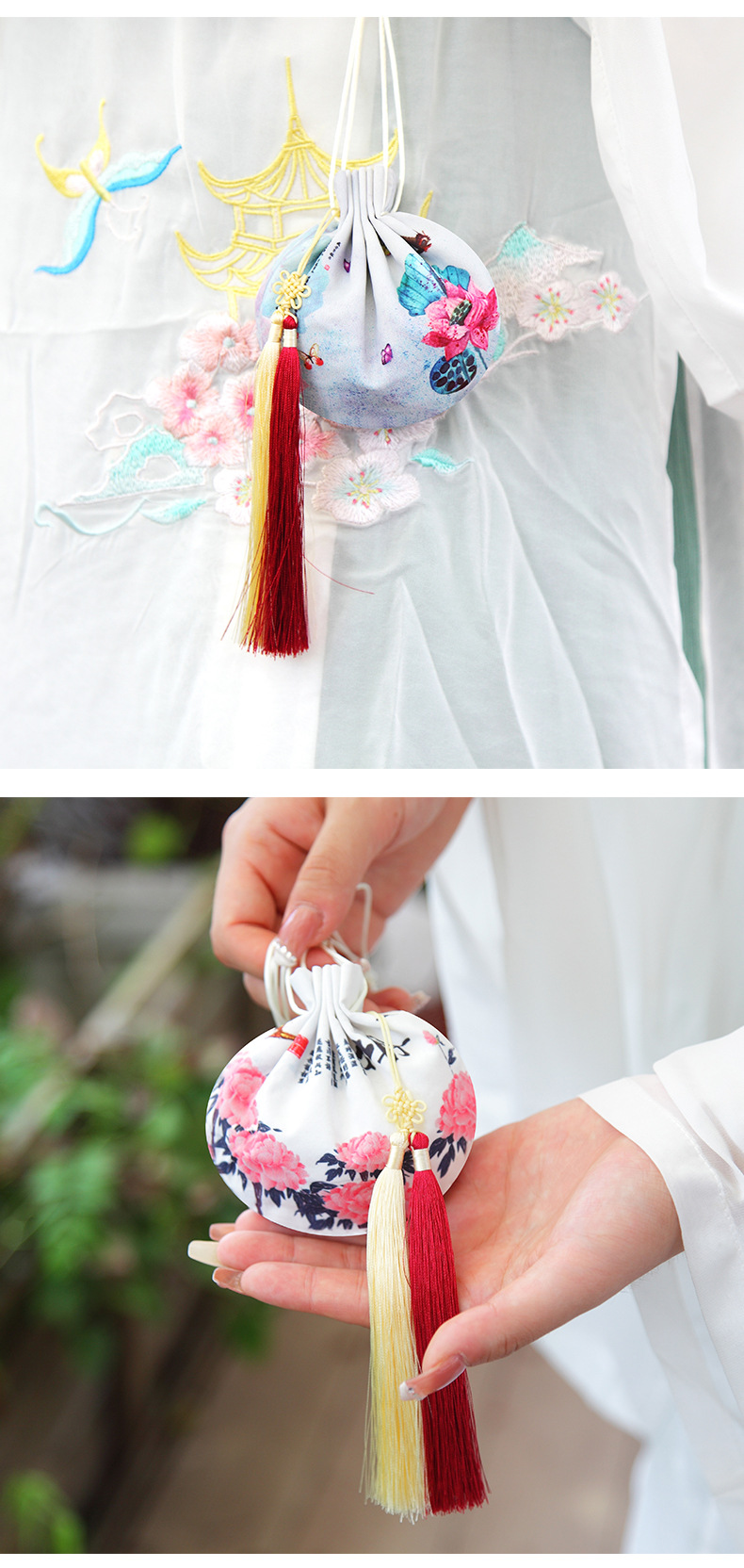 靖棠 古风花鸟香囊空袋 香包香囊 福袋随身荷包端午香包挂件