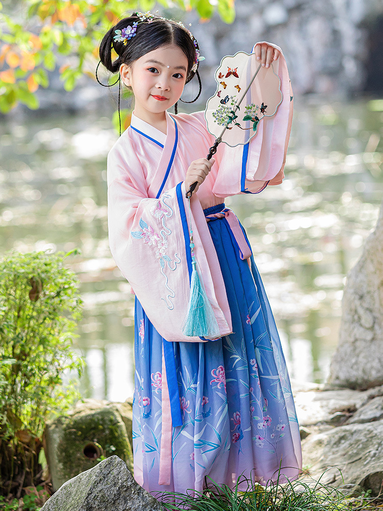 女童汉服襦裙新款中国风春装超仙儿童古装春秋套装长袖小女孩唐装