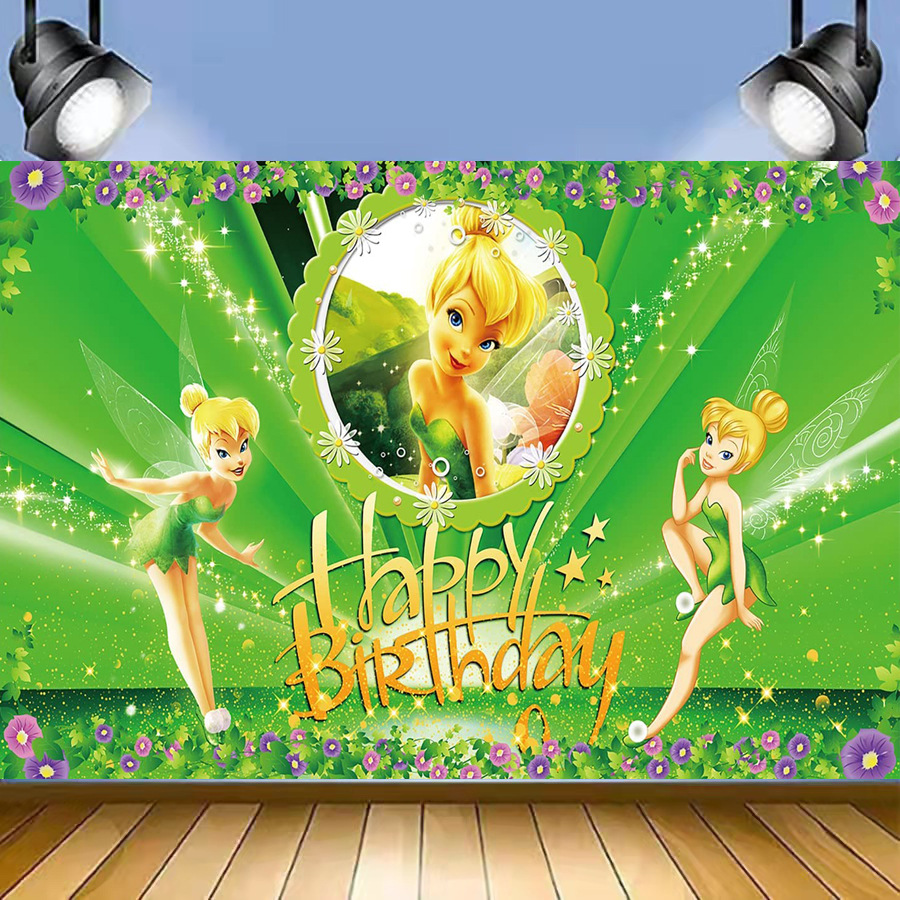 亚马逊小叮当主题摄影花仙子背景布女孩生日派对拍照横幅装饰用品