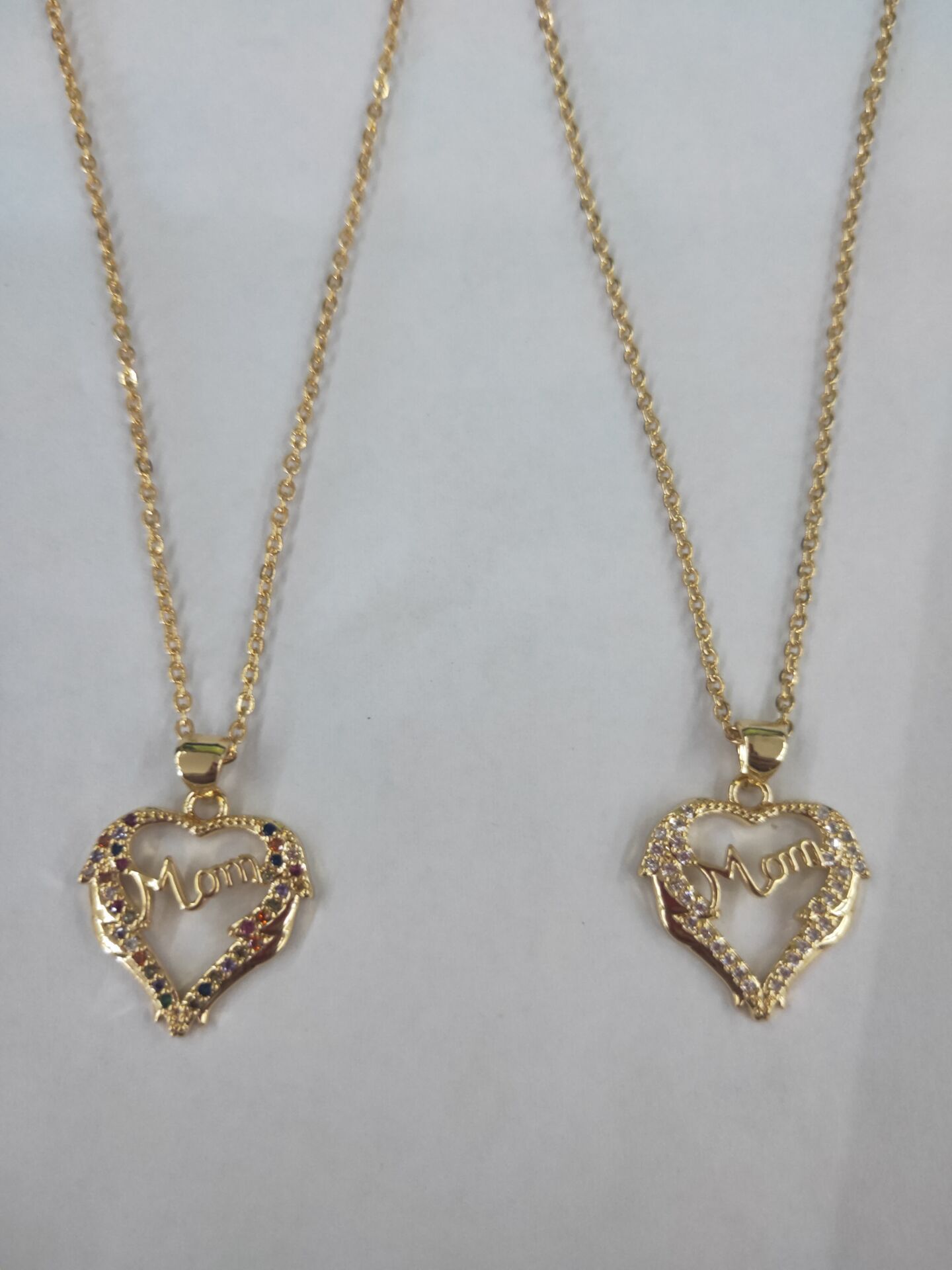 欧美饰品母亲节项链女 字母mom妈妈锁骨链彩色锆石吊坠毛衣链批发