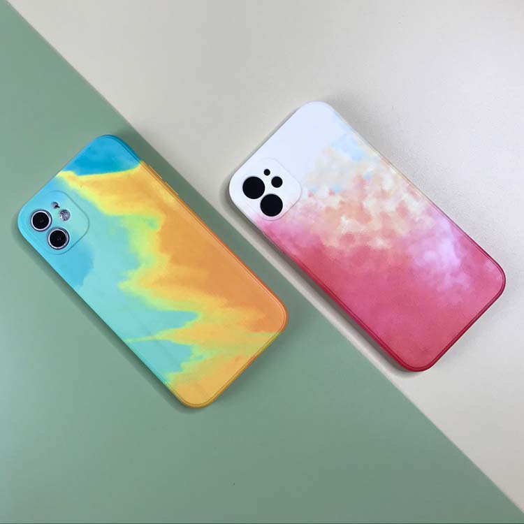 水彩墨适用苹果12/13xs手机壳 仿液态滴胶iphone11pro 精孔保护套