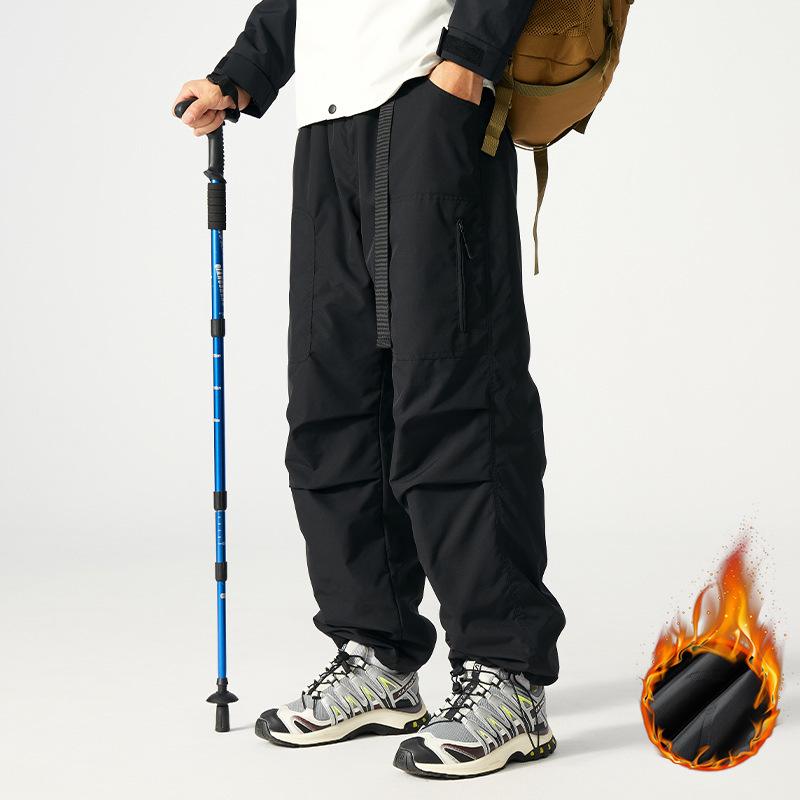 K116AB大码夹棉加厚工装裤冬季保暖防水防风运动滑雪冲锋羽绒棉裤