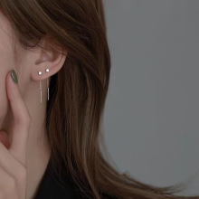 银针耳环女2021高级耳线耳坠设计感小众耳钉耳饰2020年新款潮耳链