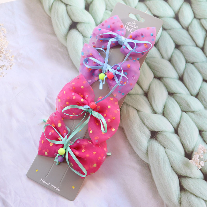 Cross-Border New European and American Children's Large Bow Barrettes Polka Dot Organza Girl Bang Clip Does Not Hurt Hair Accessories