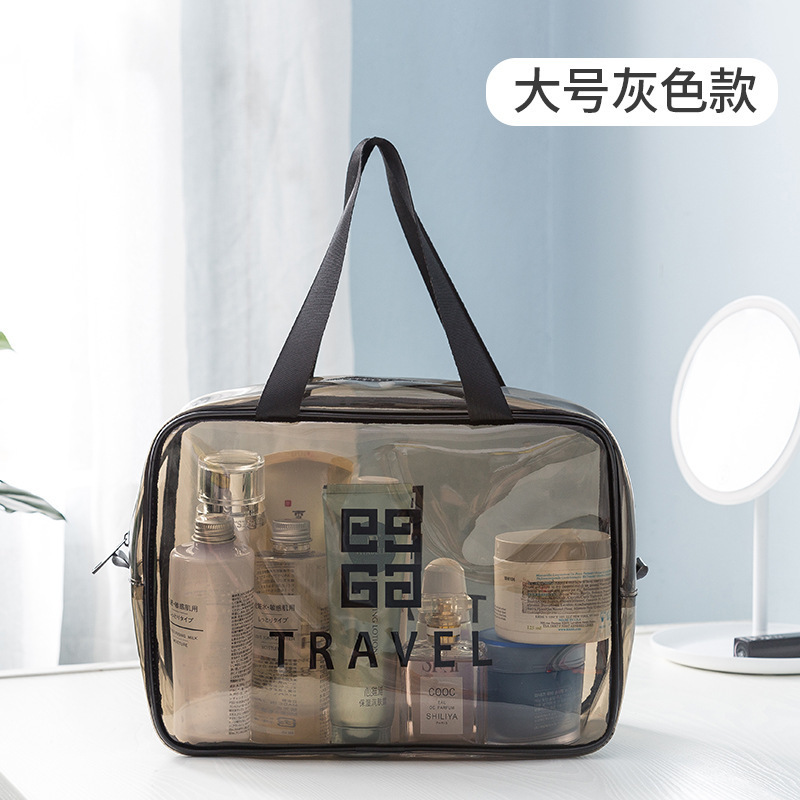 Transparent Cosmetic Bag PVC Wash Bag Travel Storage Bag Waterproof Large Capacity Hand-Held Make-up Bag Buggy Bag