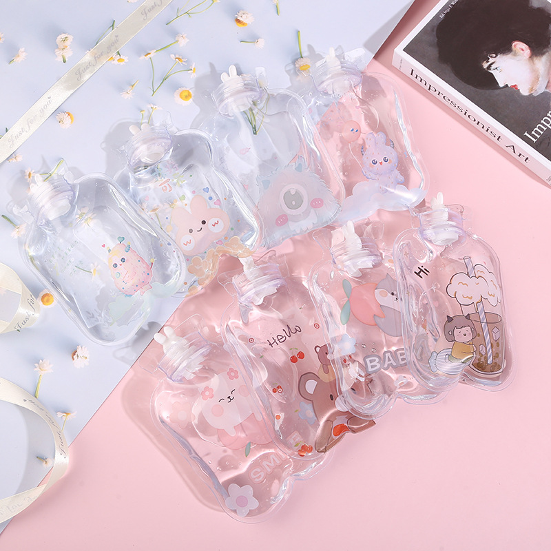Fresh Baby Winter Large Capacity Cute Cartoon Transparent Hot Water Bag Mini Water Injection Hot Water Bottle Portable Student