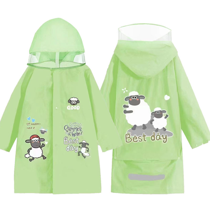 Free Shipping Children's Whole Body Primary and Secondary School Students plus-Sized Schoolbag Baby Poncho Thickened Long Section Waterproof Kindergarten Raincoat