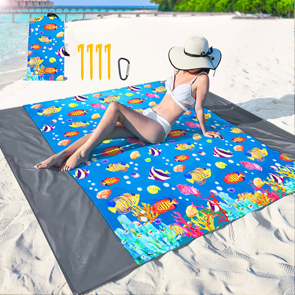 Outdoor Camping Mat Beach Leisure Pocket Portable Picnic Mat Picnic Blanket Waterproof Beach Mat Pure White Thermal Transfer Printing