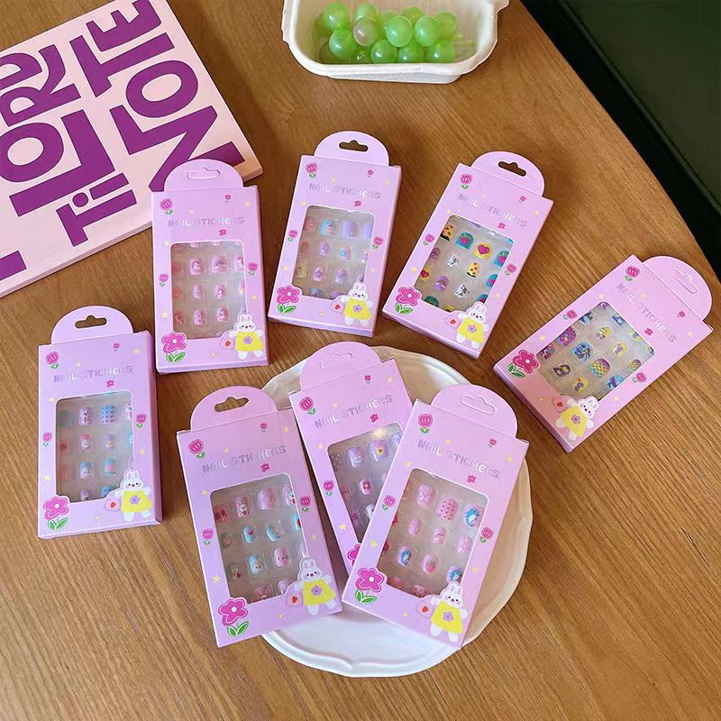 儿童美甲贴片指甲贴纸套装批发可爱公主卡通礼物假指甲贴穿戴甲