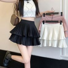 【原版做法 外单专供】百褶荷叶边半身裙女高腰蛋糕裙A字蓬蓬短裙