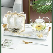 北欧花茶壶茶具套装美容院会所花茶杯耐高温玻璃水果茶壶蜡烛加热