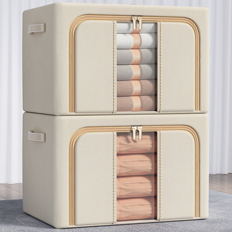 衣服收纳箱色钢架衣物折叠整理箱柜子搬换季百纳箱玩具透明收纳盒