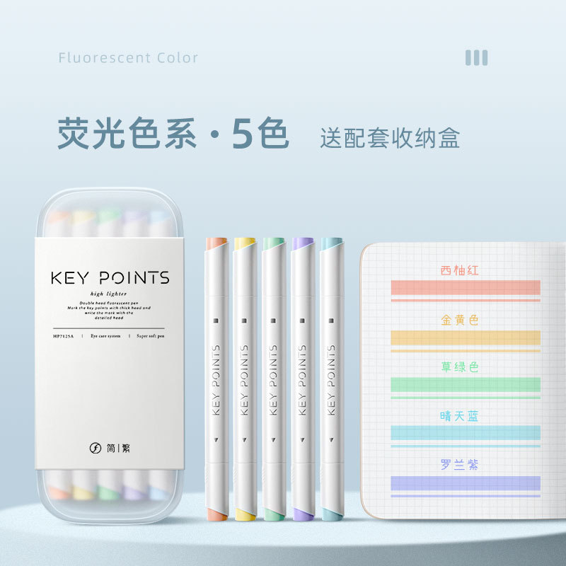 Simple Style Fluorescent Pen Morandi Marker Light Color Macaron Marking Pen Large Capacity Special Eye Protection for Taking Notes