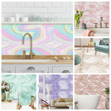 23款跨境彩色仿真大理石花纹水晶硬片瓷砖贴厨房浴室改造自粘墙贴