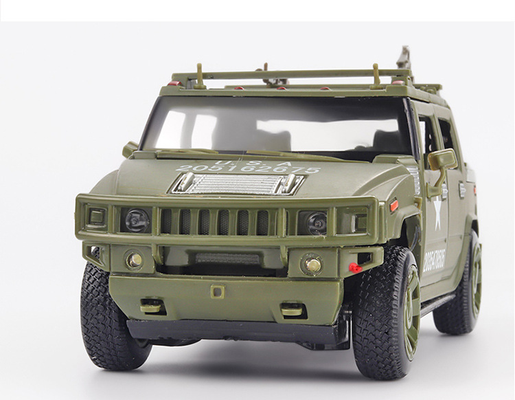 (盒装)1:28合金悍马越野军车迷彩车模 儿童玩具车回力声光批发